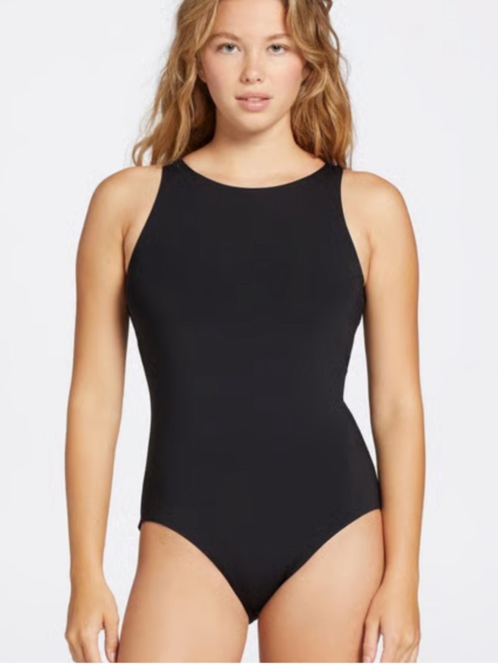 Calia High Neck Open Back One Piece Black Size 12 NWT